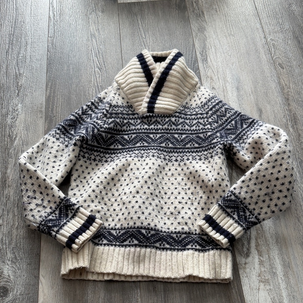 Cozy Knit Patterned‎ Sweater - Cream and Black